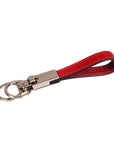 Leather detachable key ring, red, front