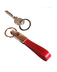 Leather detachable key ring, red