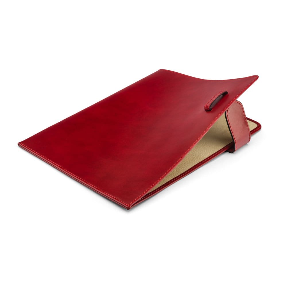 Leather document folder, red, inside