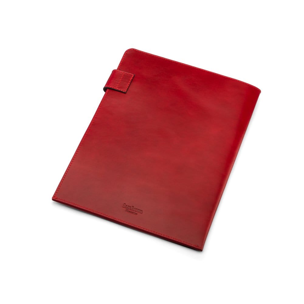 Leather document folder, red, back