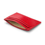 Flat leather credit card holder with middle pocket, 5 CC slots, red saffiano, inside