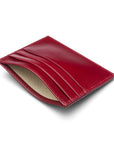 Leather flat credit card wallet 6 CC, red, inside