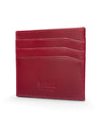 Leather flat credit card wallet 6 CC, red, back