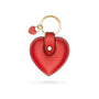 Leather heart shaped key ring, red, front