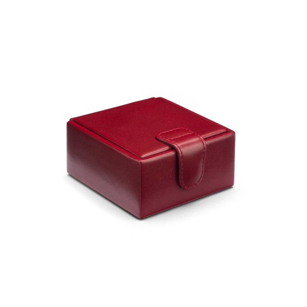 Leather jewellery box, red, front