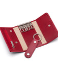 Key wallet with detachable key fob, red, open