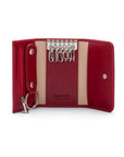 Key wallet with detachable key fob, red, inside