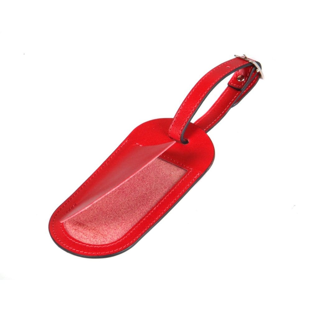 Leather luggage tag, red