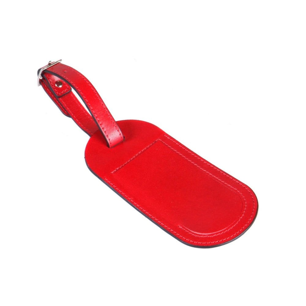 Leather luggage tag, red, front