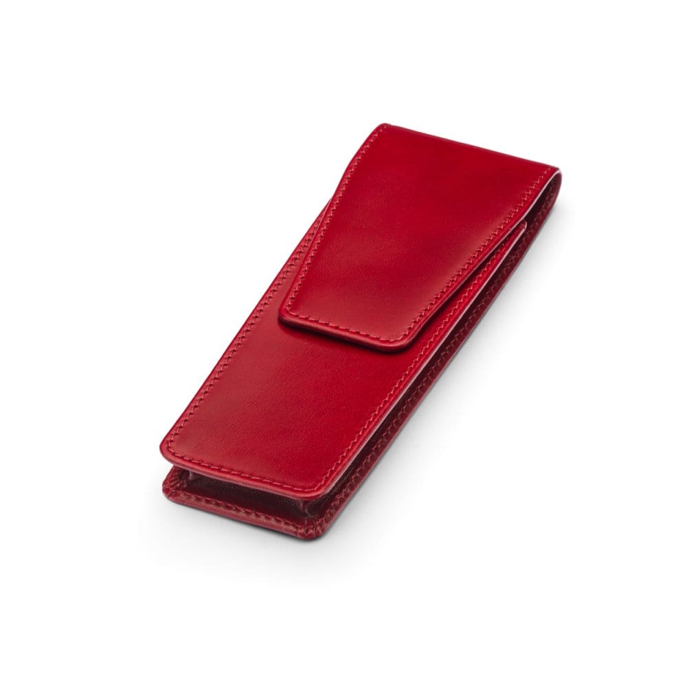 Leather pen case, red, side