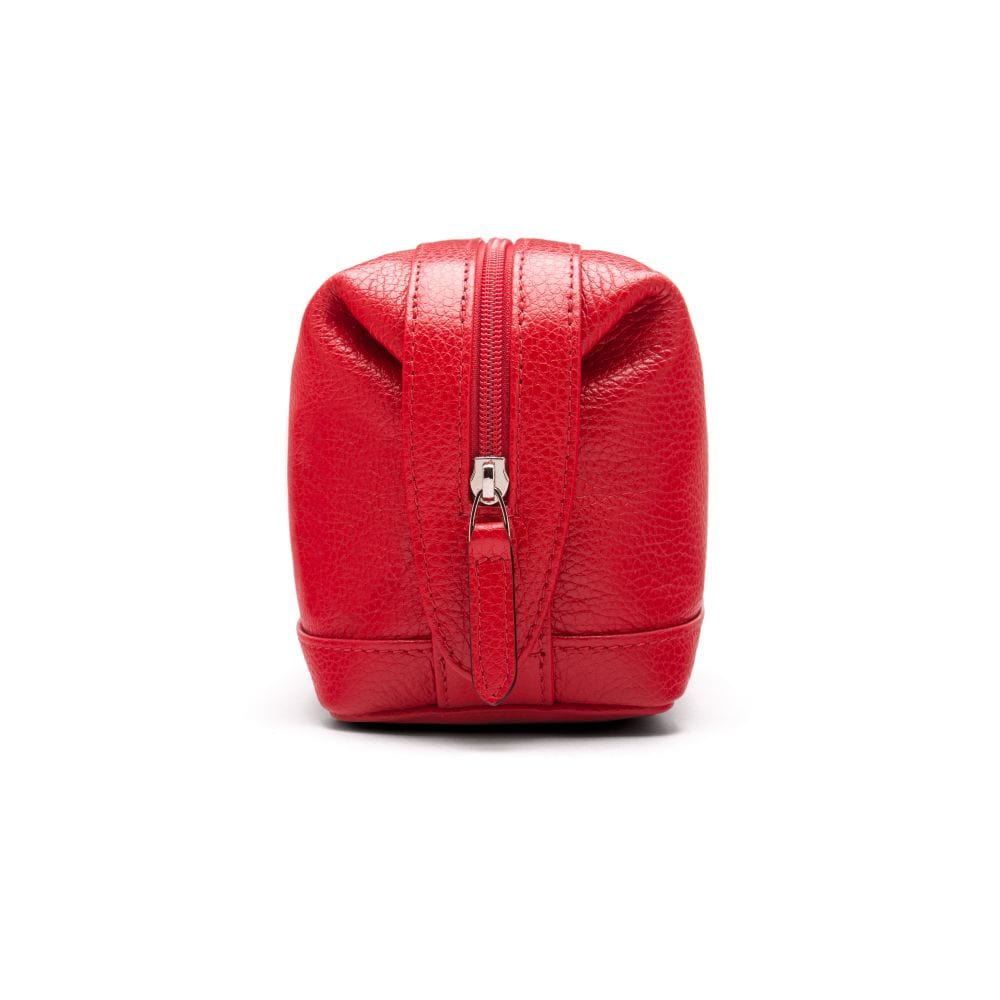 Leather wash bag, red, side