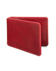 Leather travel card wallet, red, front