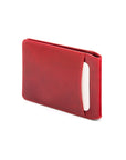 Leather travel card wallet, red, back