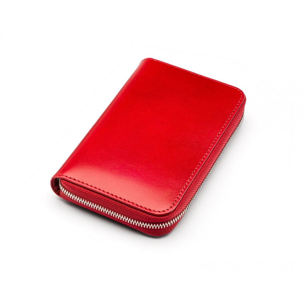 Leather zip around 7 piece manicure set, red,, front