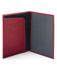 Luxury leather passport cover, red, inside