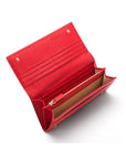 Leather Mayfair concertina purse, red, inside