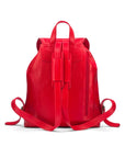 Leather backpack with pockets, red, back