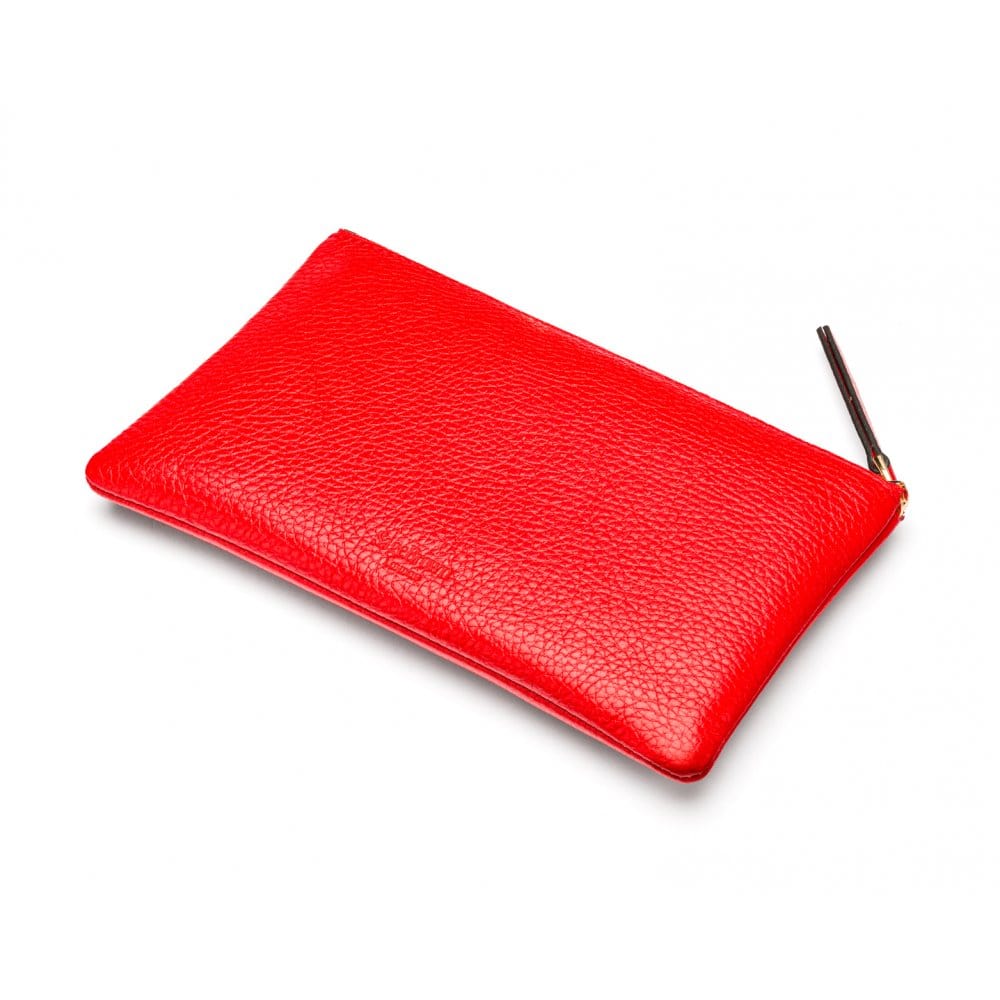 Medium leather makeup bag, red, back