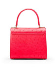 Mini ostrich leather Morgan Bag, top handle bag, red, back