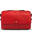 Compact crossbody bag, red saffiano, front