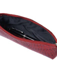 Red Patent Croc Large Leather Pencil Case