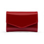 Small leather concertina purse, red patent, front