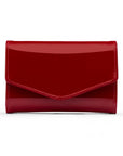 Small leather concertina purse, red patent, front