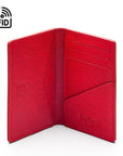 RFID bifold credit card holder, red saffiano, inside view