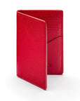 RFID bifold credit card holder, red saffiano, front view