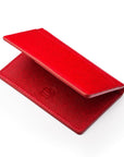 RFID bifold credit card holder, red saffiano, RFID view