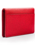 RFID bifold credit card holder, red saffiano, back view