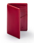 Leather card holder with RFID protection, red, front