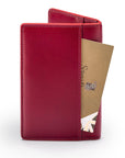 Leather card holder with RFID protection, red, back