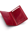 Leather card holder with RFID protection, red, interior