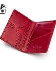 Leather card holder with RFID protection, red, inside