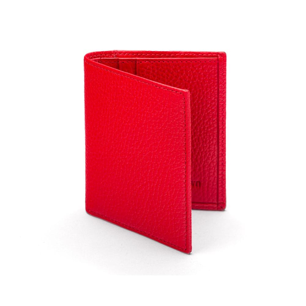 RFID leather wallet with 4 CC, red, front
