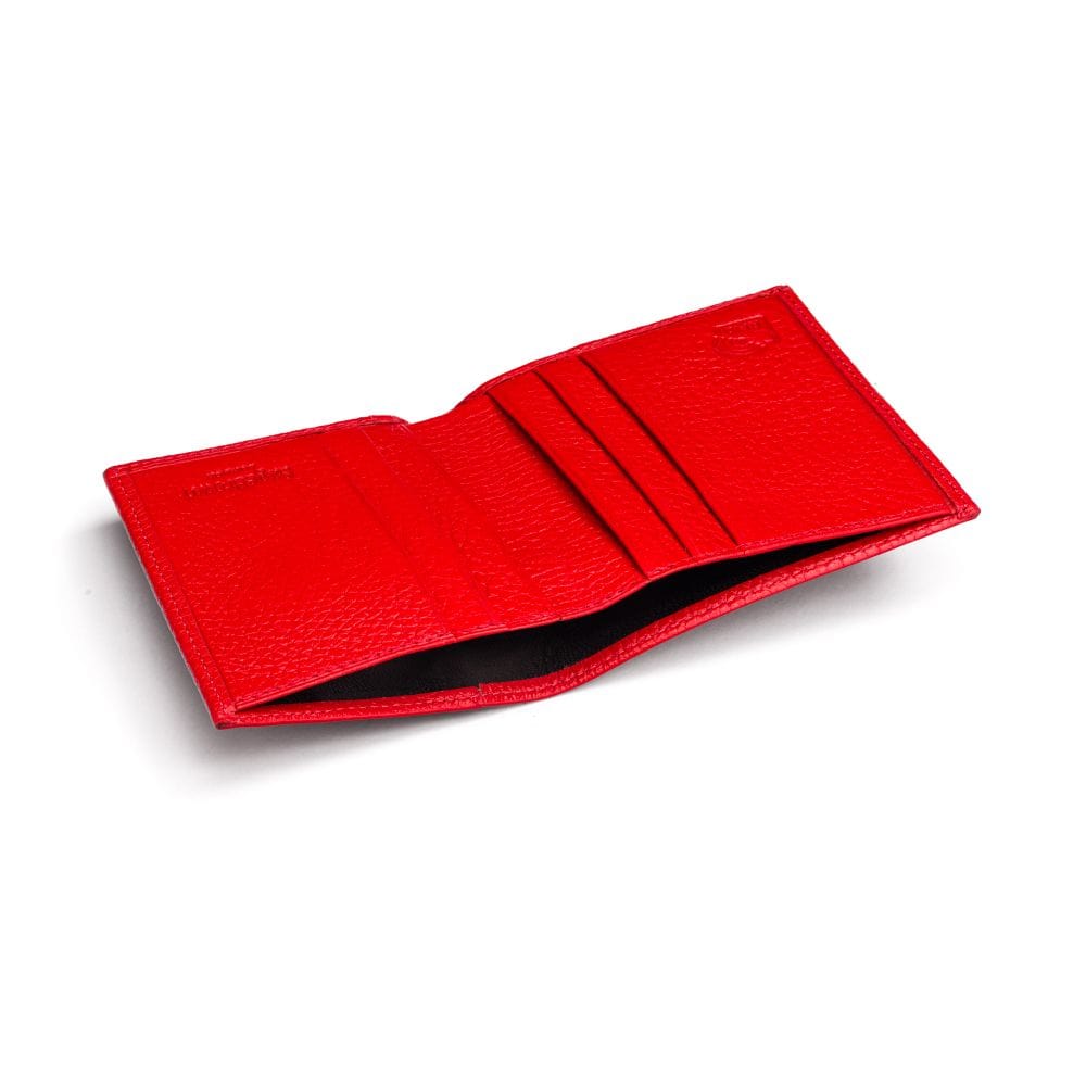 RFID leather wallet with 4 CC, red, inside