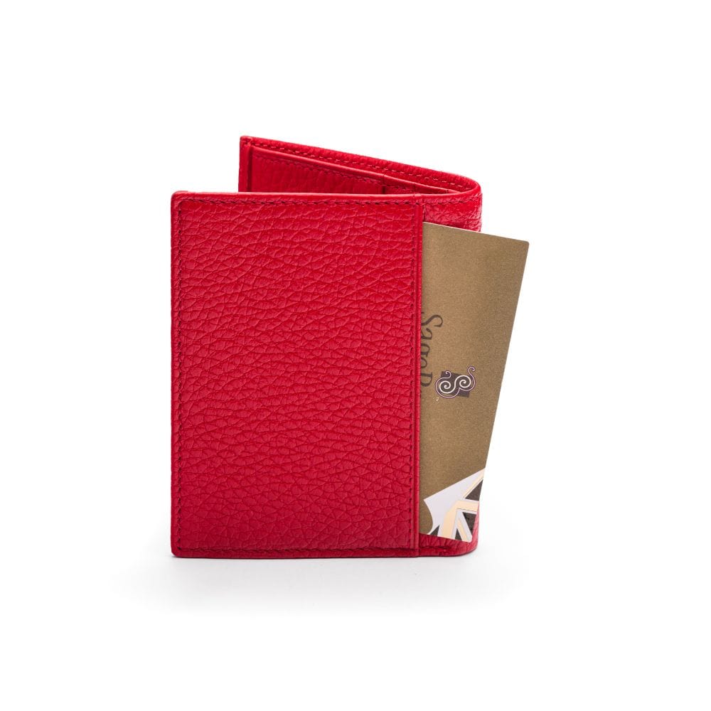 RFID leather wallet with 4 CC, red, back