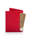 RFID leather wallet with 4 CC, red, back