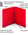 RFID leather wallet with 4 CC, red, features