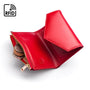 RFID blocking leather envelope purse, red, open view