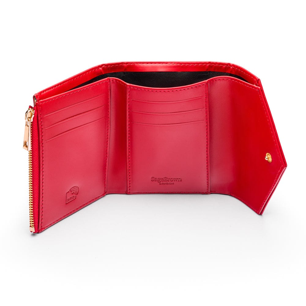 RFID blocking leather envelope purse, red, inside