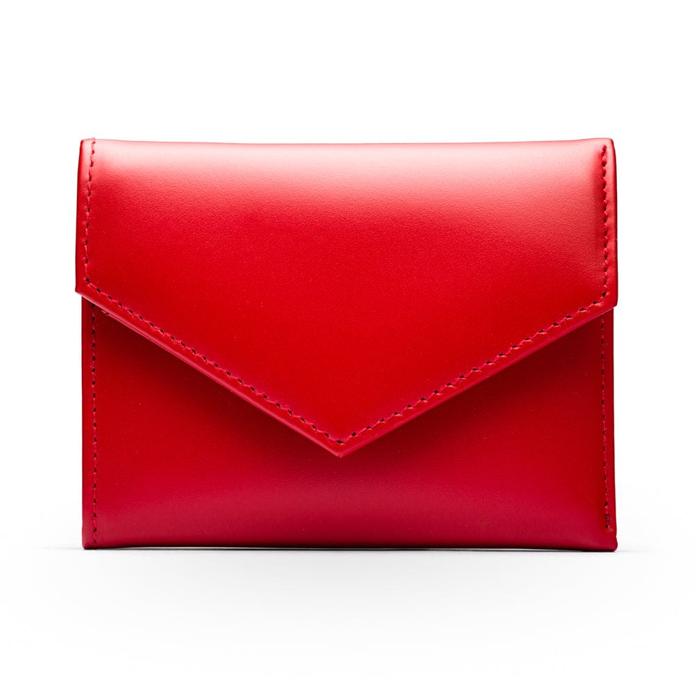 RFID blocking leather envelope purse, red, front