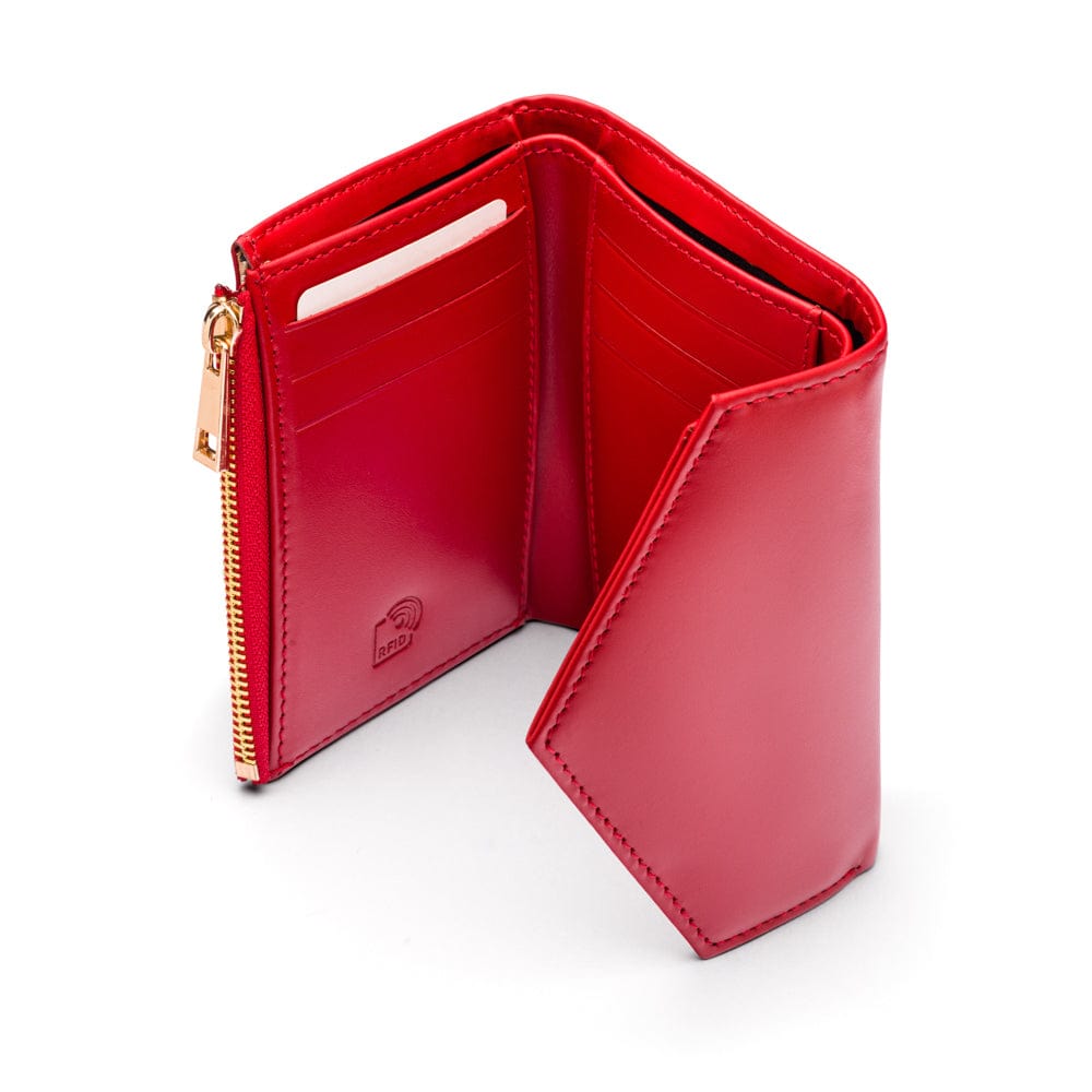 RFID blocking leather envelope purse, red, interior