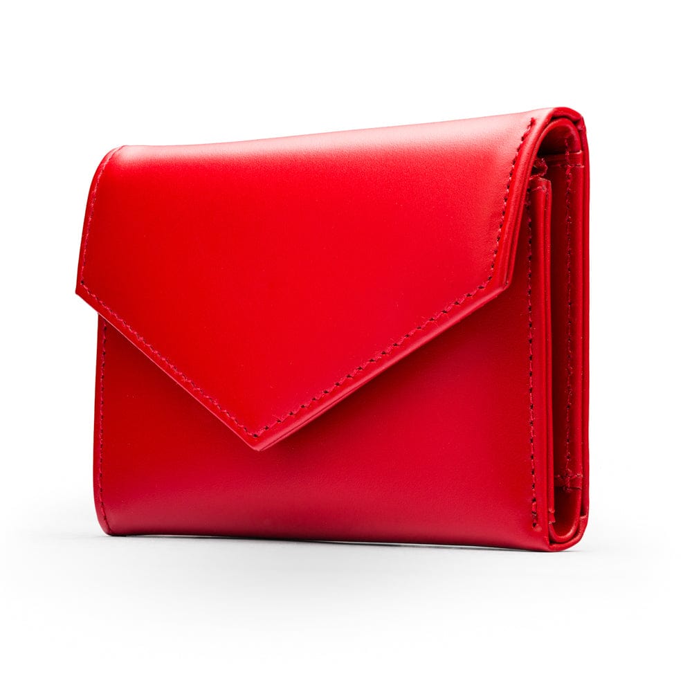 RFID blocking leather envelope purse, red, side