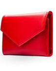 RFID blocking leather envelope purse, red, side