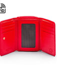 RFID blocking leather tri-fold purse, red, inside