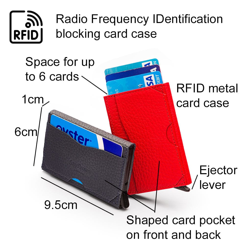 RFID pop-up credit card case, red, features
