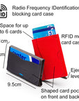 RFID pop-up credit card case, red, features
