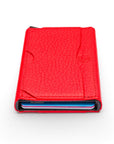 RFID pop-up credit card case, red, top view